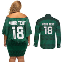 Custom Ireland Rugby Couples Matching Off Shoulder Short Dress and Long Sleeve Button Shirt Celtic Heritage - Wonder Print Shop