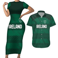 Custom Ireland Rugby Couples Matching Short Sleeve Bodycon Dress and Hawaiian Shirt Celtic Heritage - Wonder Print Shop