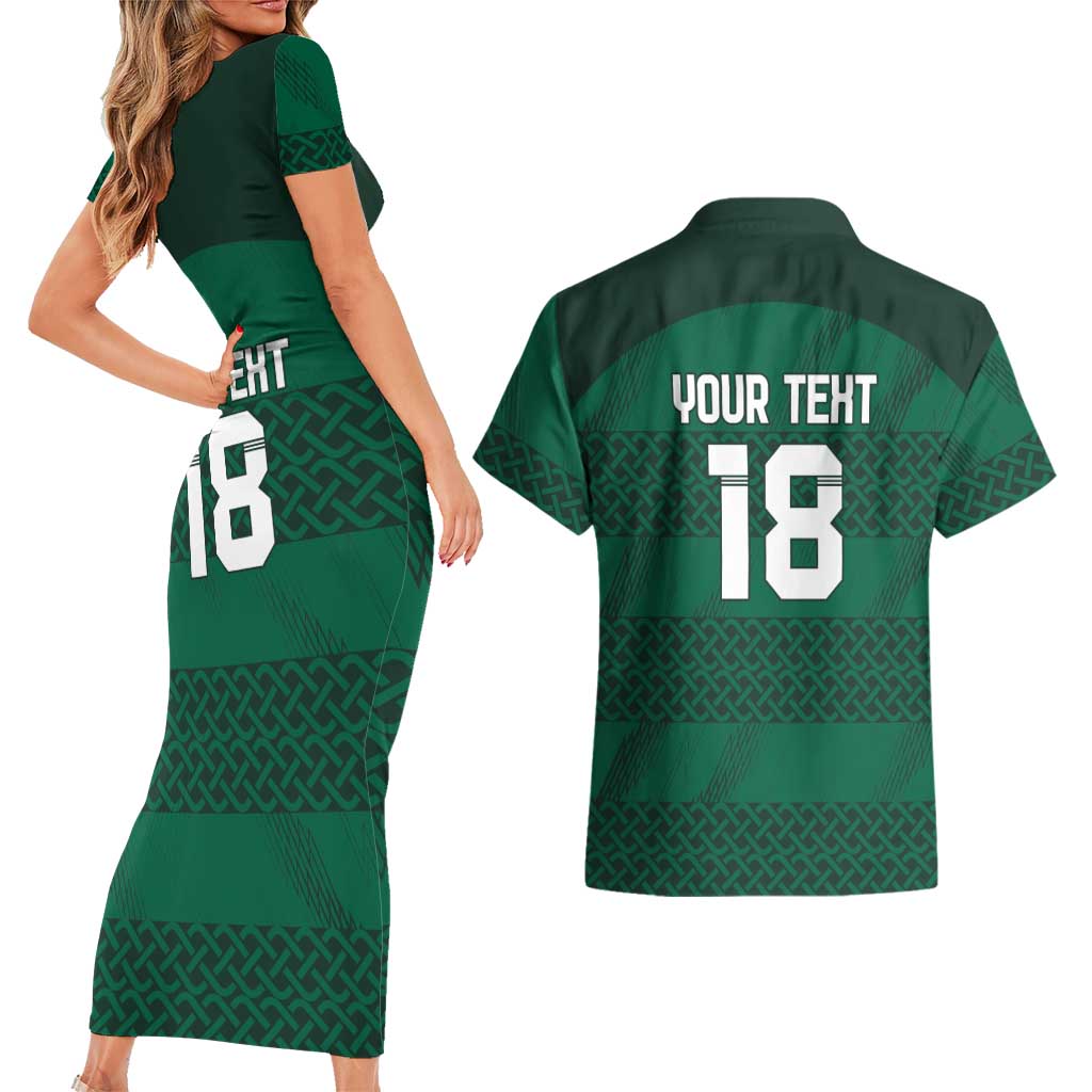 Custom Ireland Rugby Couples Matching Short Sleeve Bodycon Dress and Hawaiian Shirt Celtic Heritage - Wonder Print Shop