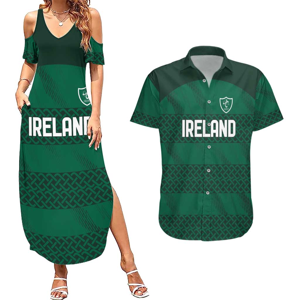 Custom Ireland Rugby Couples Matching Summer Maxi Dress and Hawaiian Shirt Celtic Heritage - Wonder Print Shop