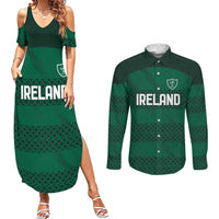 Custom Ireland Rugby Couples Matching Summer Maxi Dress and Long Sleeve Button Shirt Celtic Heritage - Wonder Print Shop