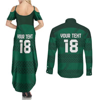 Custom Ireland Rugby Couples Matching Summer Maxi Dress and Long Sleeve Button Shirt Celtic Heritage - Wonder Print Shop
