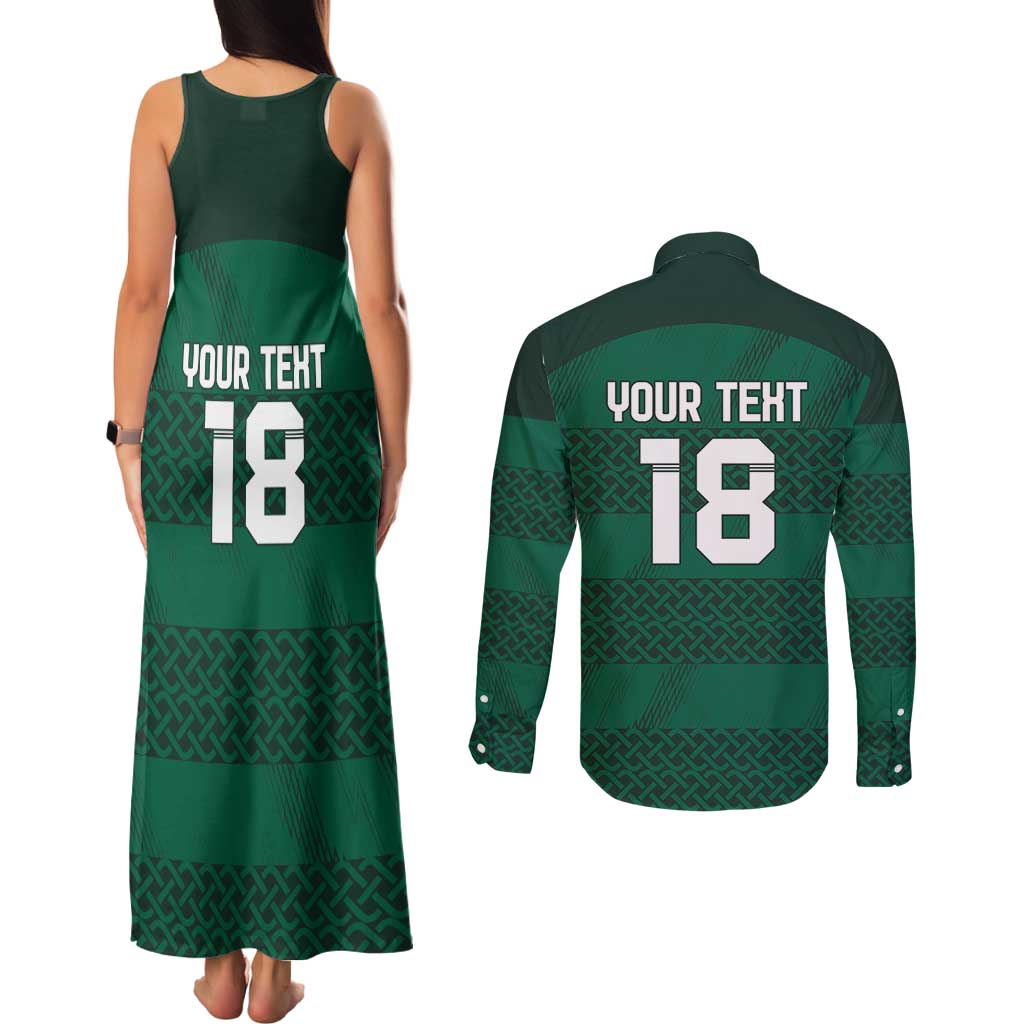 Custom Ireland Rugby Couples Matching Tank Maxi Dress and Long Sleeve Button Shirt Celtic Heritage - Wonder Print Shop