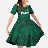 Custom Ireland Rugby Family Matching Long Sleeve Bodycon Dress and Hawaiian Shirt Celtic Heritage - Wonder Print Shop