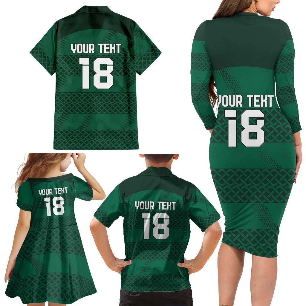 Custom Ireland Rugby Family Matching Long Sleeve Bodycon Dress and Hawaiian Shirt Celtic Heritage - Wonder Print Shop