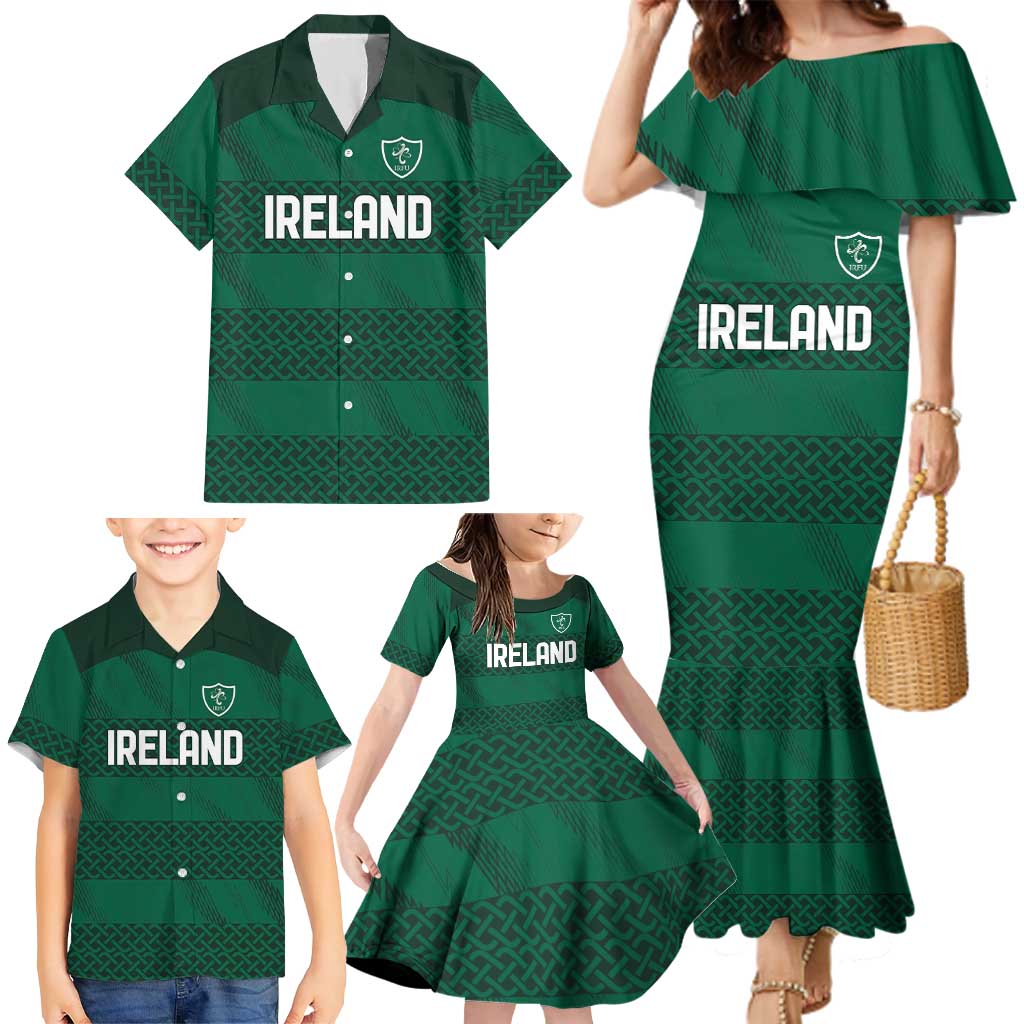 Custom Ireland Rugby Family Matching Mermaid Dress and Hawaiian Shirt Celtic Heritage - Wonder Print Shop