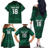 Custom Ireland Rugby Family Matching Off The Shoulder Long Sleeve Dress and Hawaiian Shirt Celtic Heritage - Wonder Print Shop