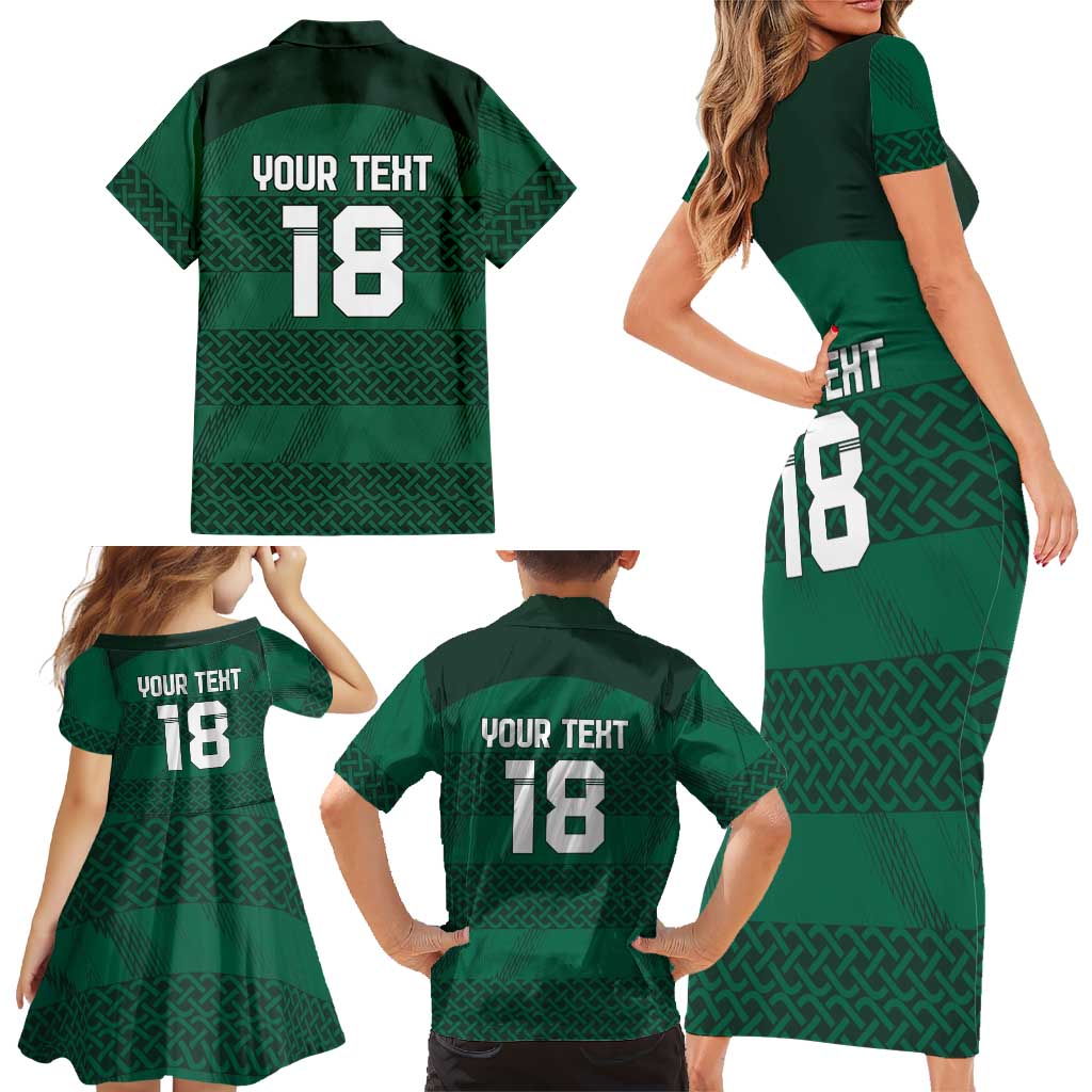 Custom Ireland Rugby Family Matching Short Sleeve Bodycon Dress and Hawaiian Shirt Celtic Heritage - Wonder Print Shop