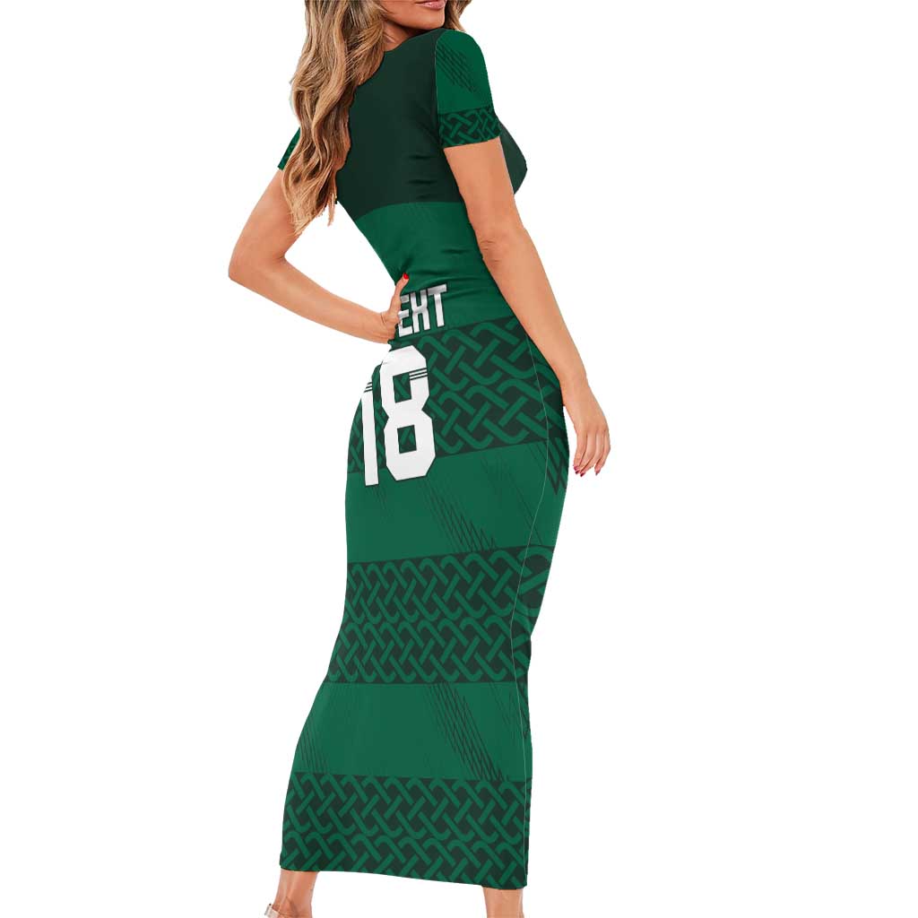 Custom Ireland Rugby Family Matching Short Sleeve Bodycon Dress and Hawaiian Shirt Celtic Heritage - Wonder Print Shop
