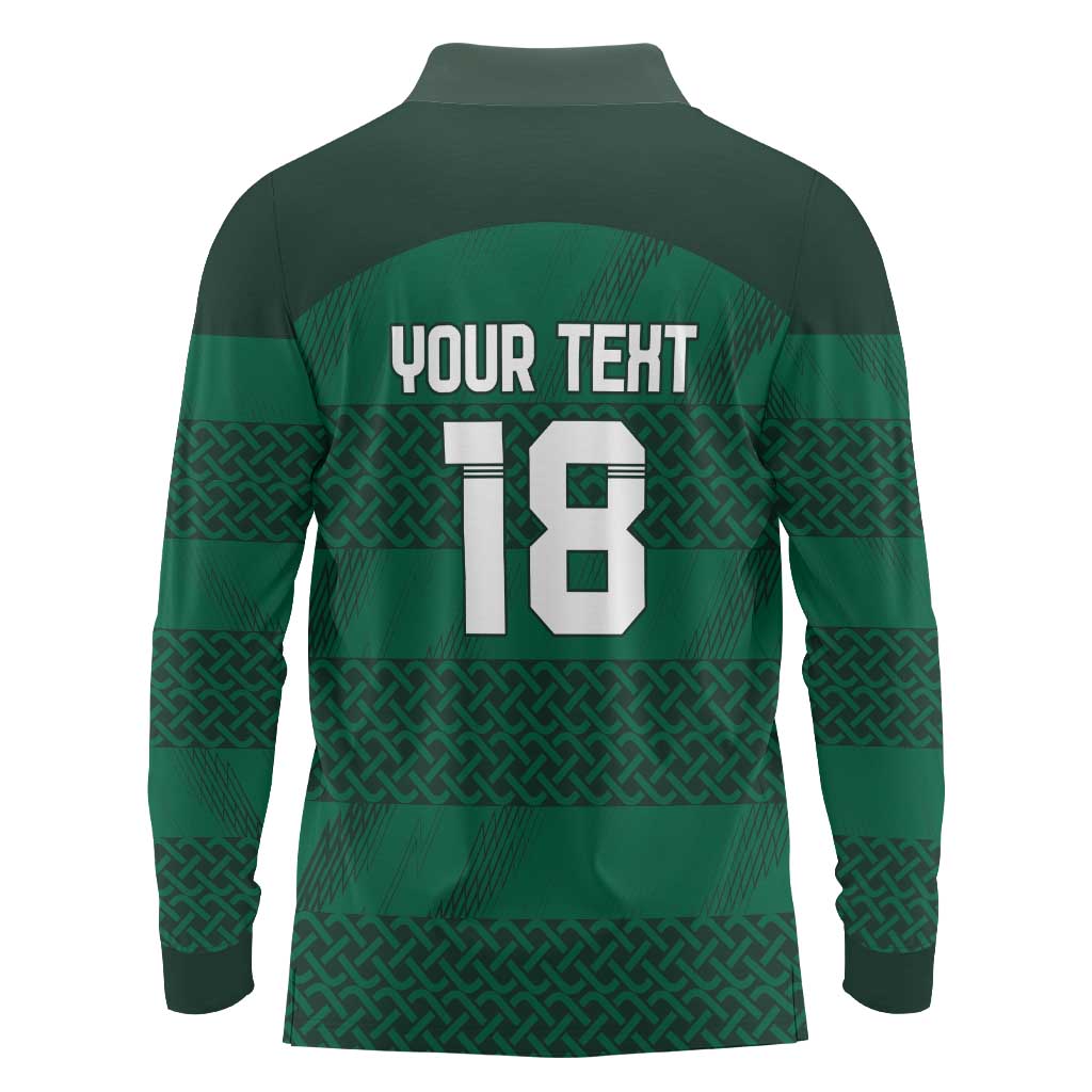 Custom Ireland Rugby Long Sleeve Polo Shirt Celtic Heritage - Wonder Print Shop