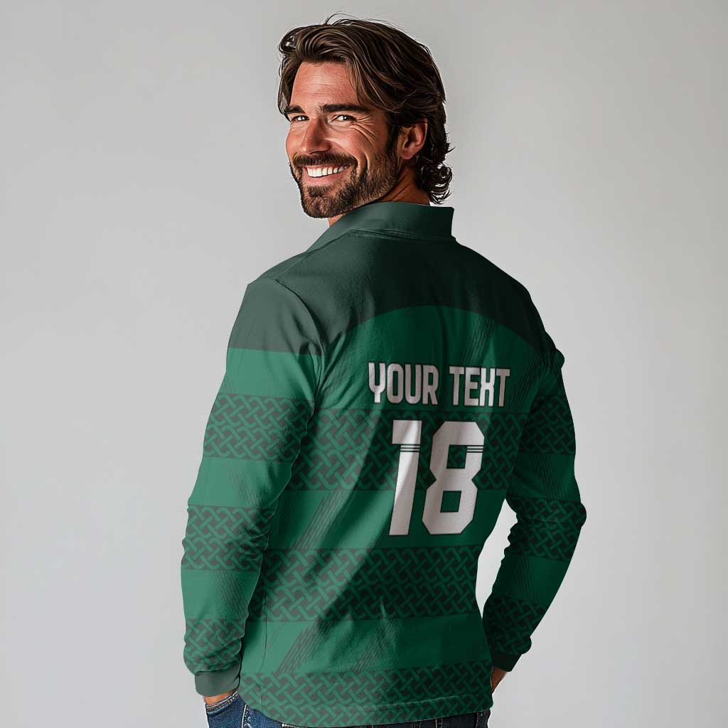 Custom Ireland Rugby Long Sleeve Polo Shirt Celtic Heritage - Wonder Print Shop