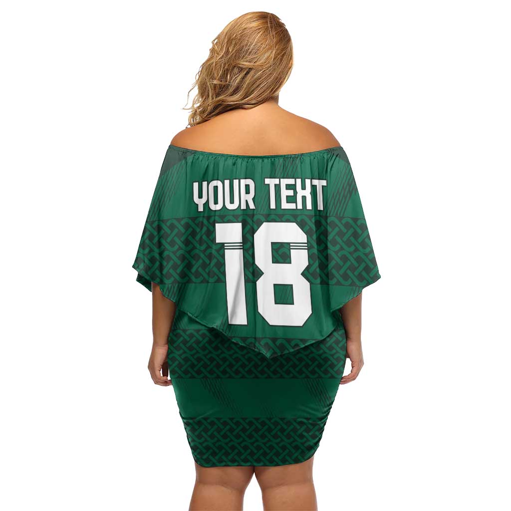 Custom Ireland Rugby Off Shoulder Short Dress Celtic Heritage - Wonder Print Shop