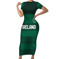 Custom Ireland Rugby Short Sleeve Bodycon Dress Celtic Heritage - Wonder Print Shop