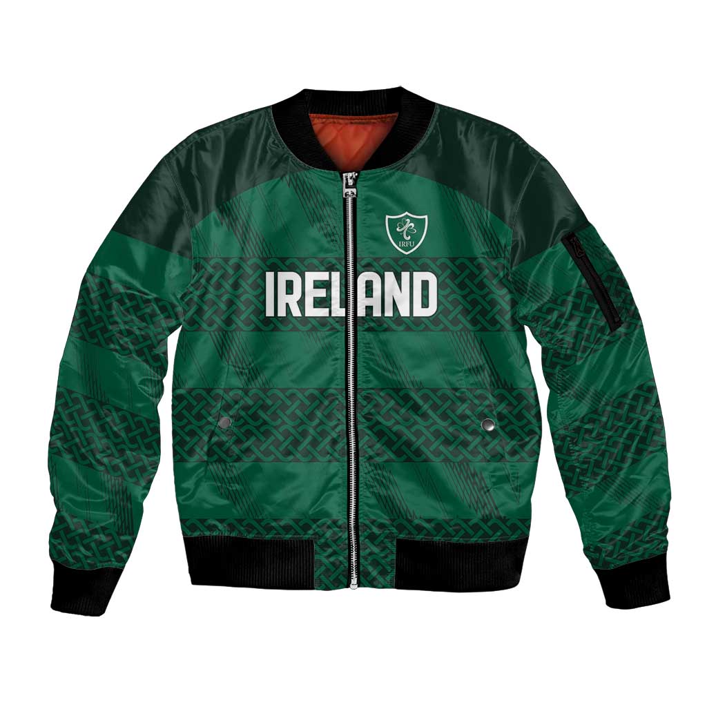 Custom Ireland Rugby Sleeve Zip Bomber Jacket Celtic Heritage - Wonder Print Shop