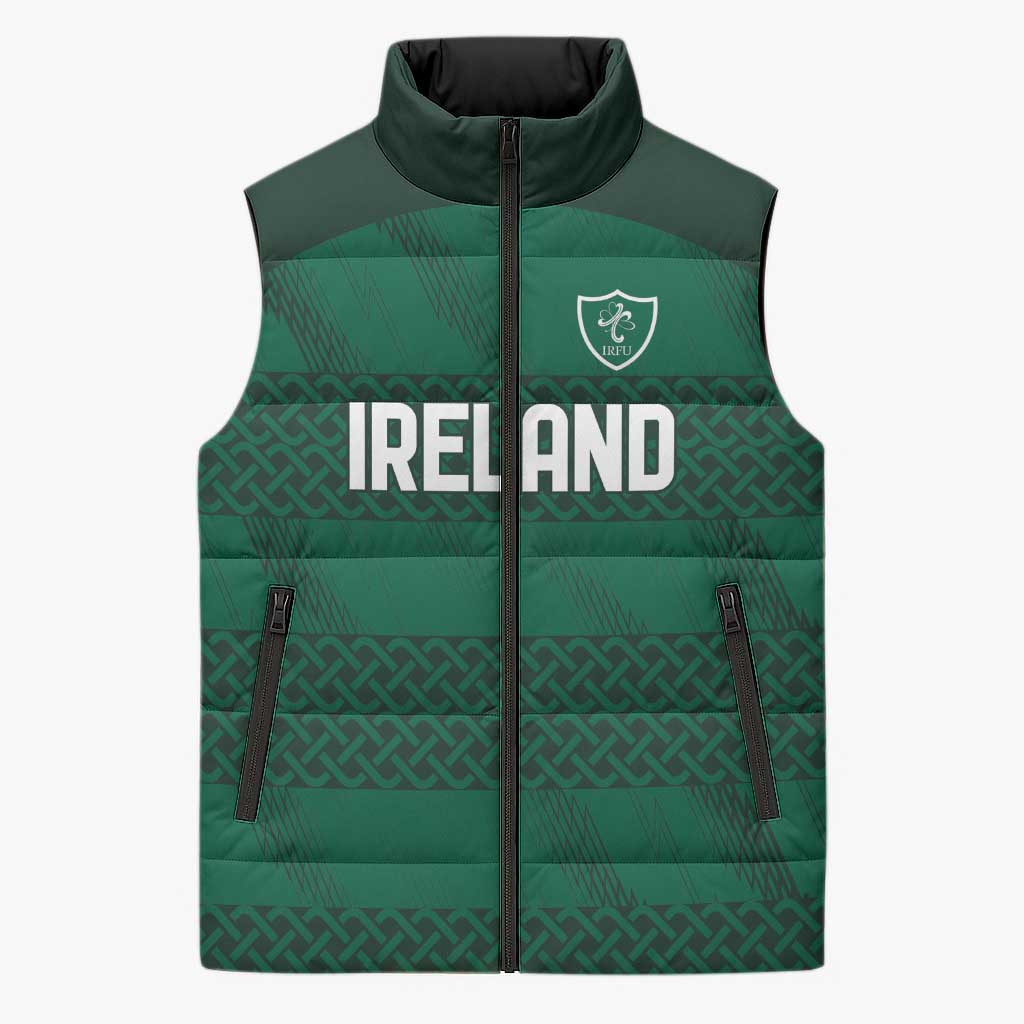 Custom Ireland Rugby Sleeveless Puffer Jacket Celtic Heritage - Wonder Print Shop