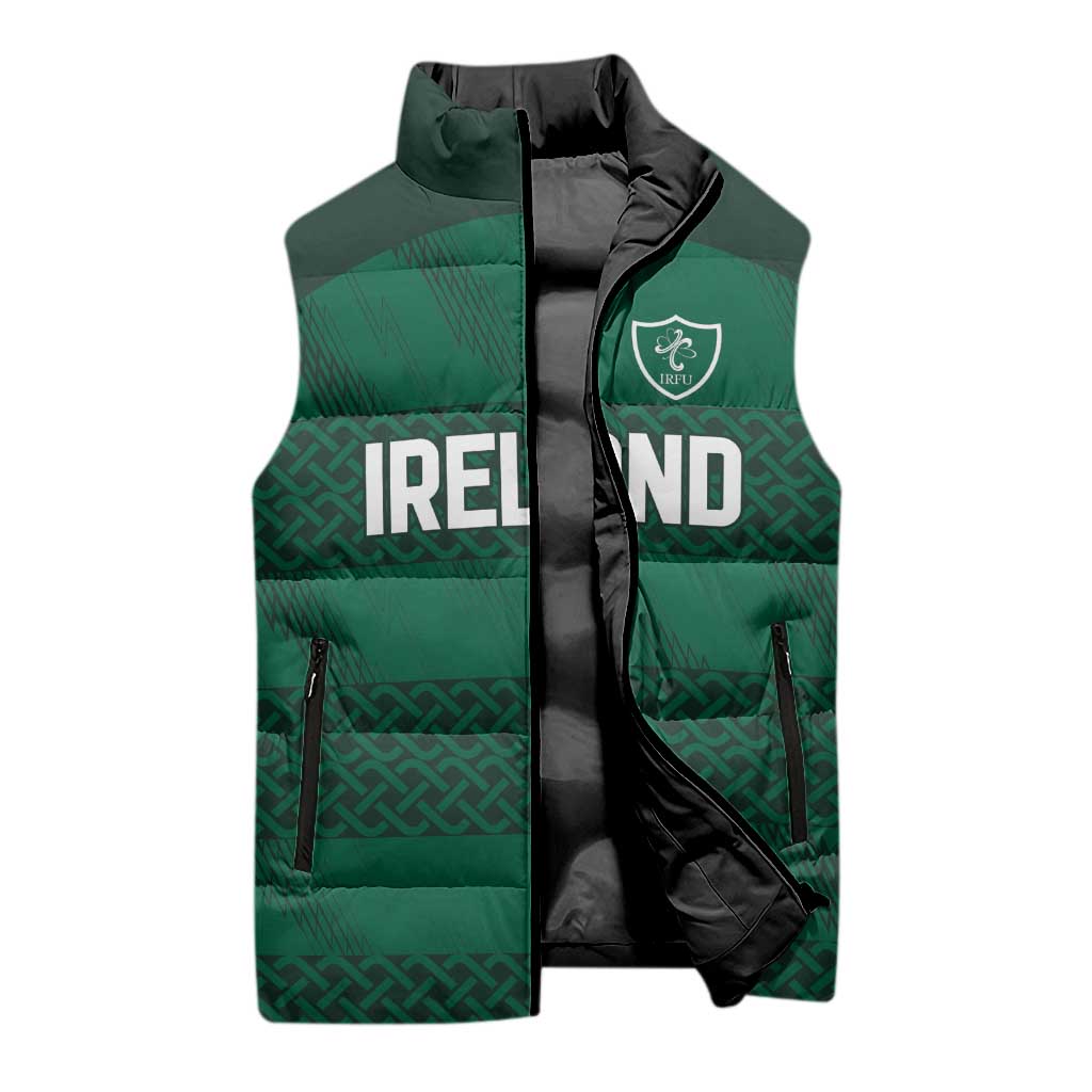 Custom Ireland Rugby Sleeveless Puffer Jacket Celtic Heritage - Wonder Print Shop