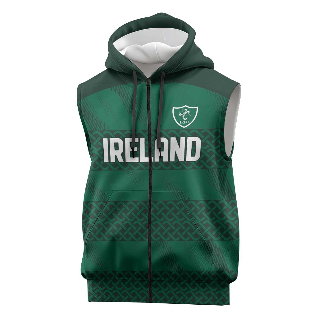 Custom Ireland Rugby Sleeveless Zip Hoodie Celtic Heritage - Wonder Print Shop