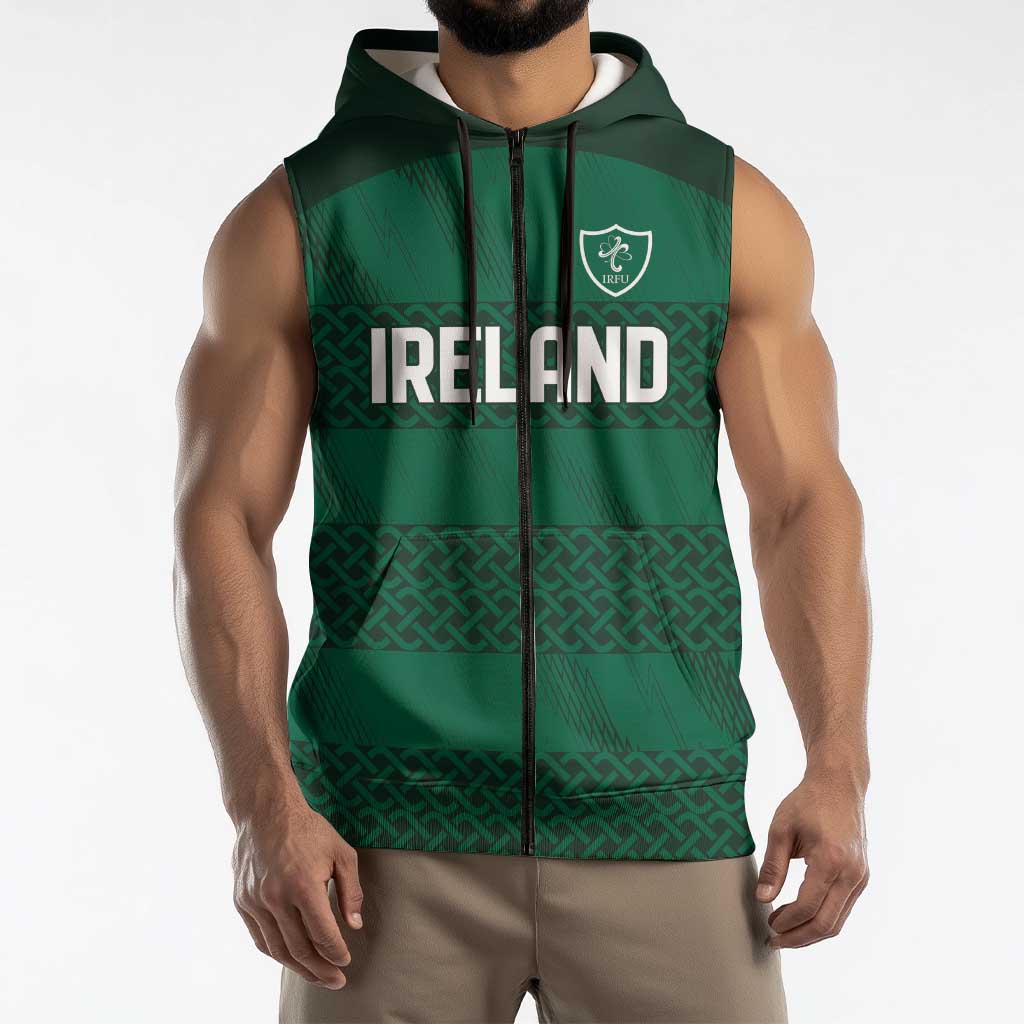 Custom Ireland Rugby Sleeveless Zip Hoodie Celtic Heritage - Wonder Print Shop