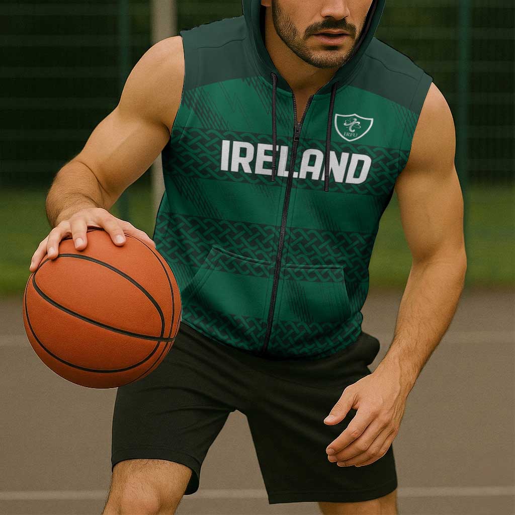 Custom Ireland Rugby Sleeveless Zip Hoodie Celtic Heritage - Wonder Print Shop