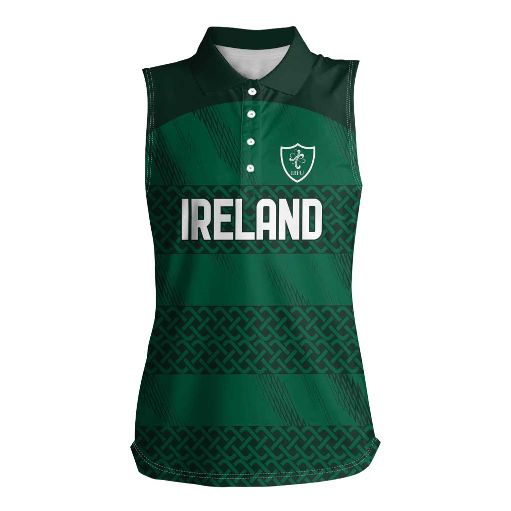 Custom Ireland Rugby Women Sleeveless Polo Shirt Celtic Heritage - Wonder Print Shop