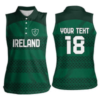 Custom Ireland Rugby Women Sleeveless Polo Shirt Celtic Heritage - Wonder Print Shop
