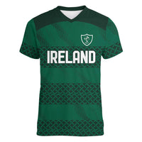 Custom Ireland Rugby Women V-Neck T-Shirt Celtic Heritage - Wonder Print Shop