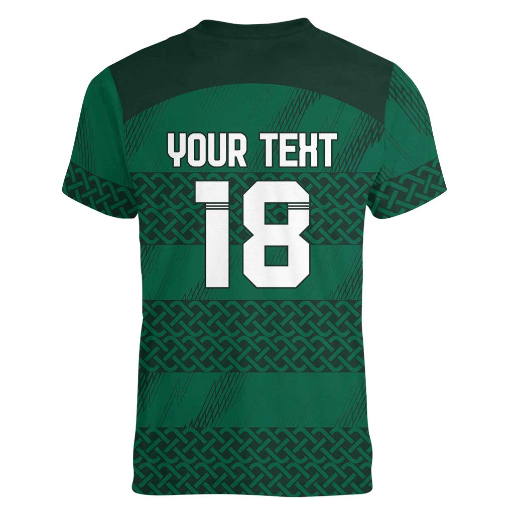 Custom Ireland Rugby Women V-Neck T-Shirt Celtic Heritage - Wonder Print Shop