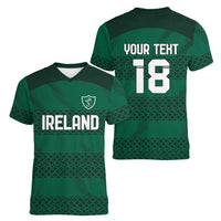 Custom Ireland Rugby Women V-Neck T-Shirt Celtic Heritage - Wonder Print Shop