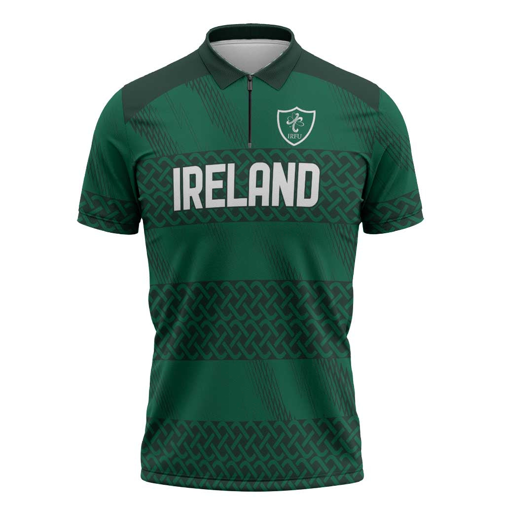 Custom Ireland Rugby Zipper Polo Shirt Celtic Heritage - Wonder Print Shop