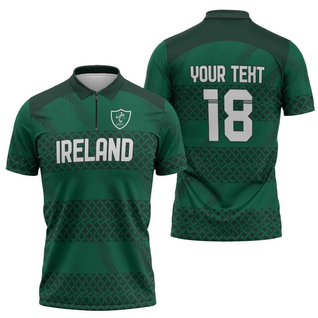 Custom Ireland Rugby Zipper Polo Shirt Celtic Heritage - Wonder Print Shop