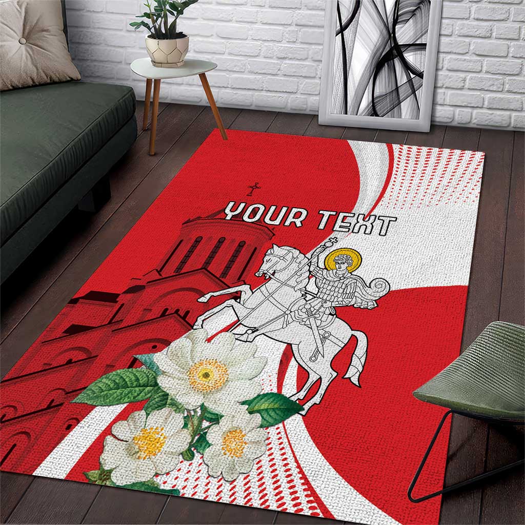 Personalized Georgia Independence Restoration Day Area Rug Dzala Ertobashia Rosa Laevigata