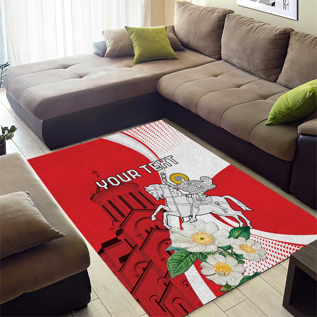 Personalized Georgia Independence Restoration Day Area Rug Dzala Ertobashia Rosa Laevigata