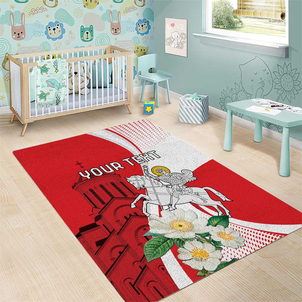 Personalized Georgia Independence Restoration Day Area Rug Dzala Ertobashia Rosa Laevigata