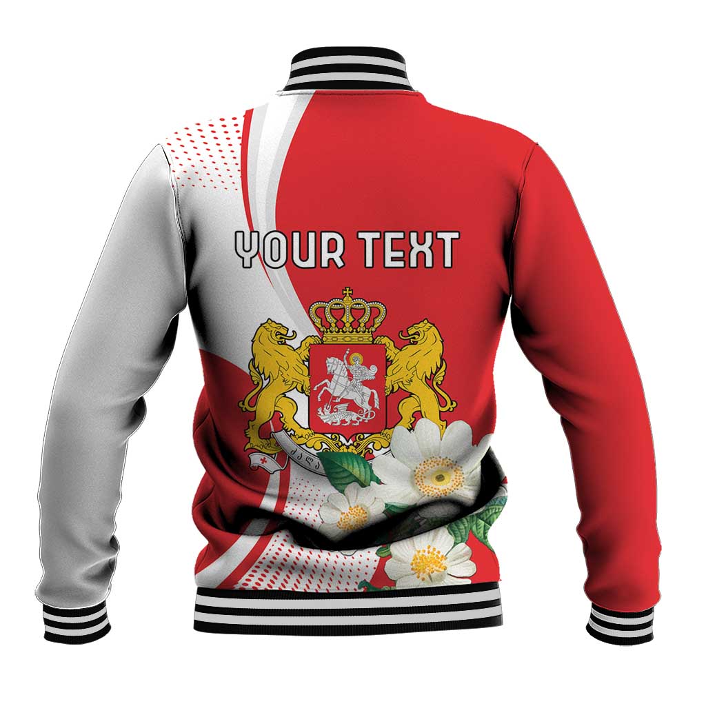 Personalized Georgia Independence Restoration Day Baseball Jacket Dzala Ertobashia Rosa Laevigata