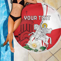 Personalized Georgia Independence Restoration Day Beach Blanket Dzala Ertobashia Rosa Laevigata