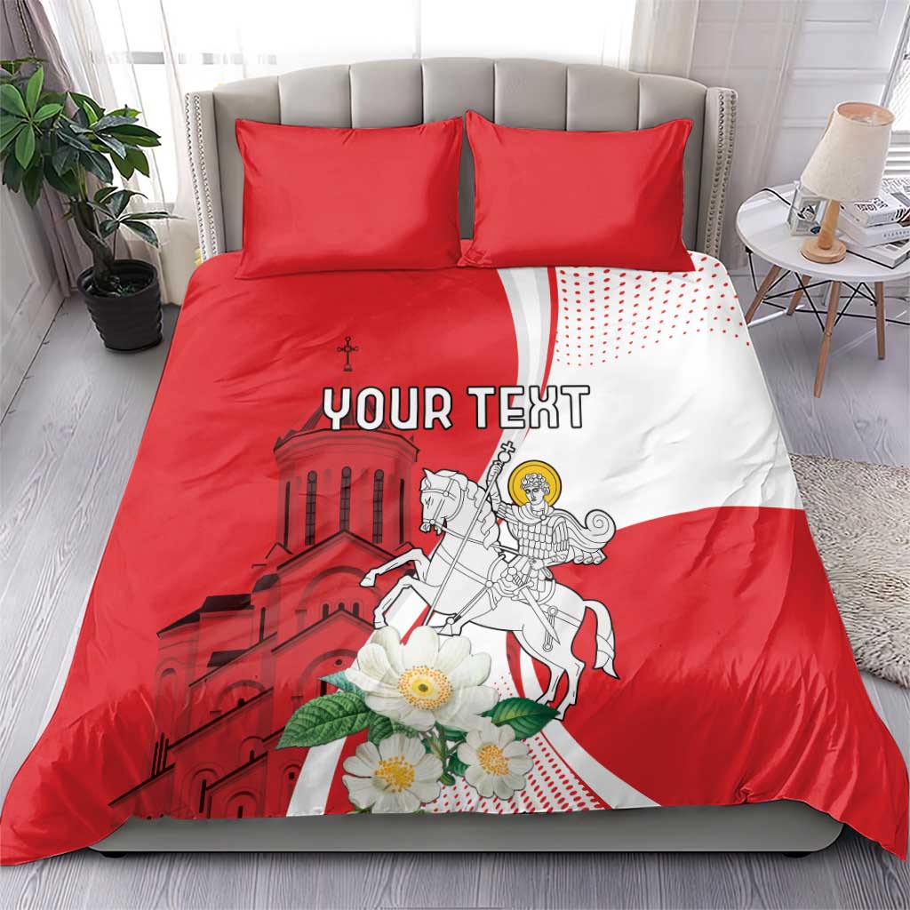 Personalized Georgia Independence Restoration Day Bedding Set Dzala Ertobashia Rosa Laevigata