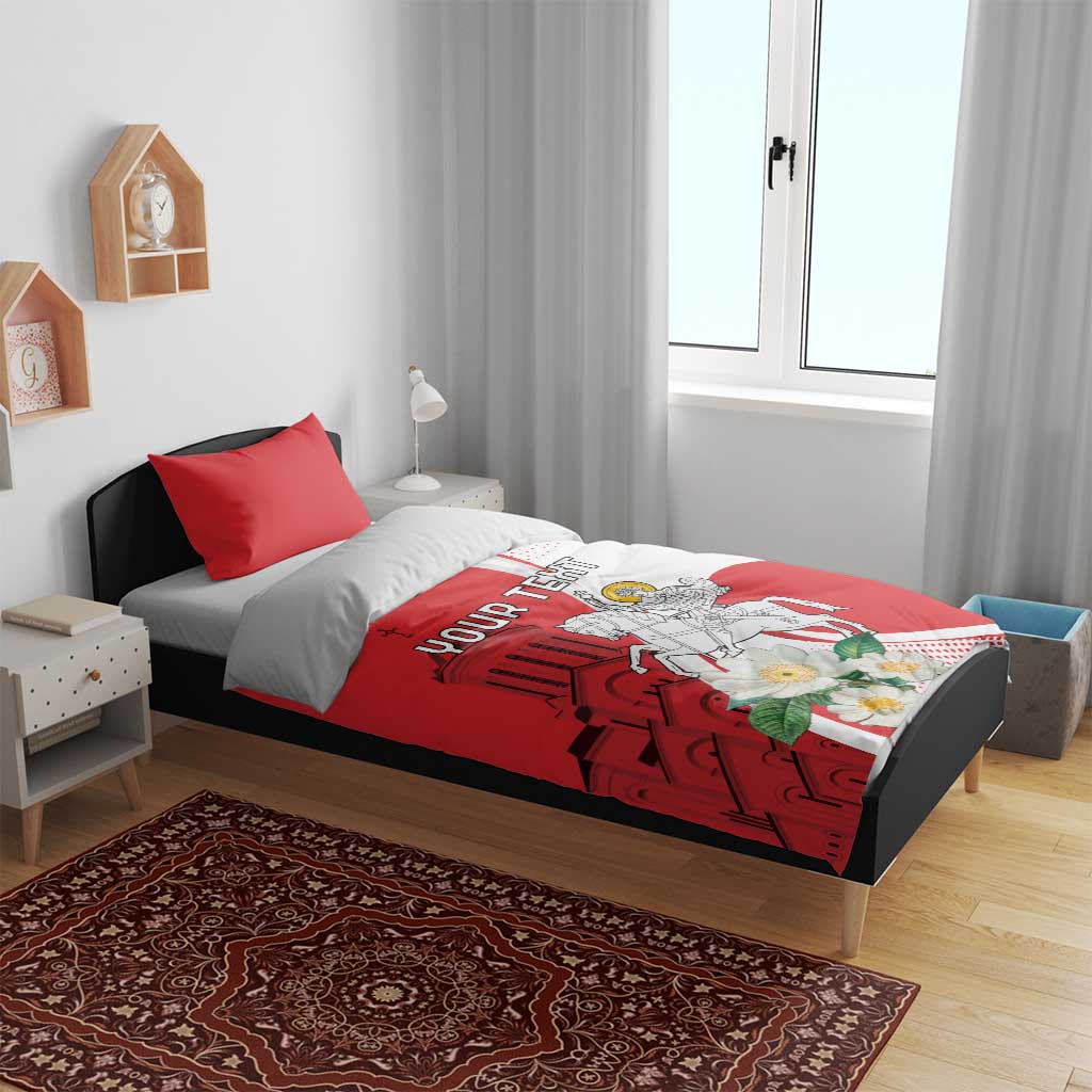 Personalized Georgia Independence Restoration Day Bedding Set Dzala Ertobashia Rosa Laevigata