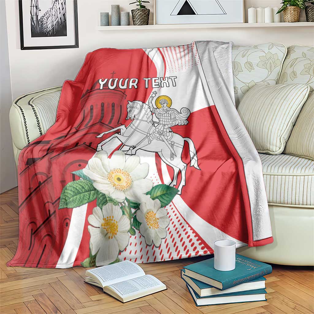 Personalized Georgia Independence Restoration Day Blanket Dzala Ertobashia Rosa Laevigata