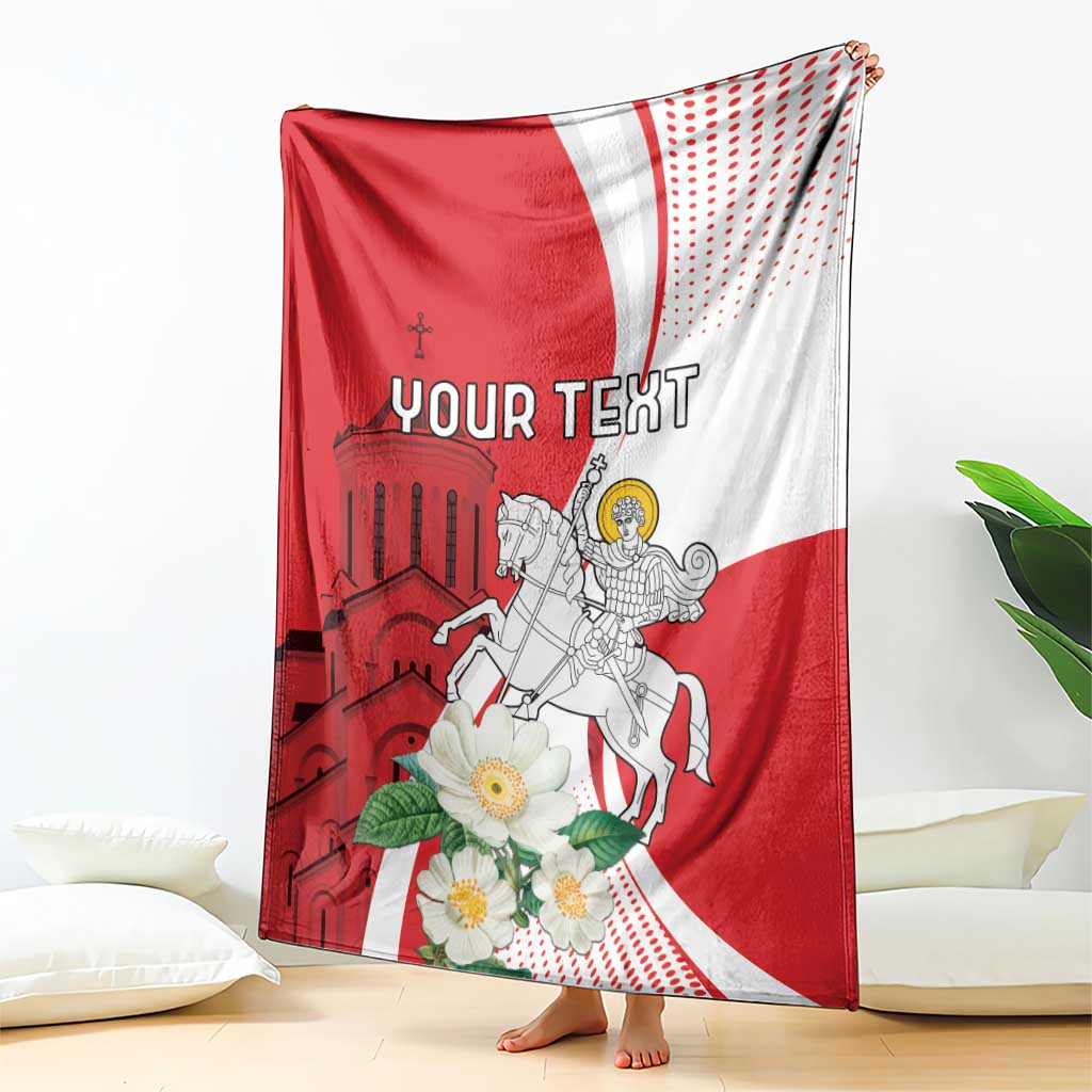 Personalized Georgia Independence Restoration Day Blanket Dzala Ertobashia Rosa Laevigata