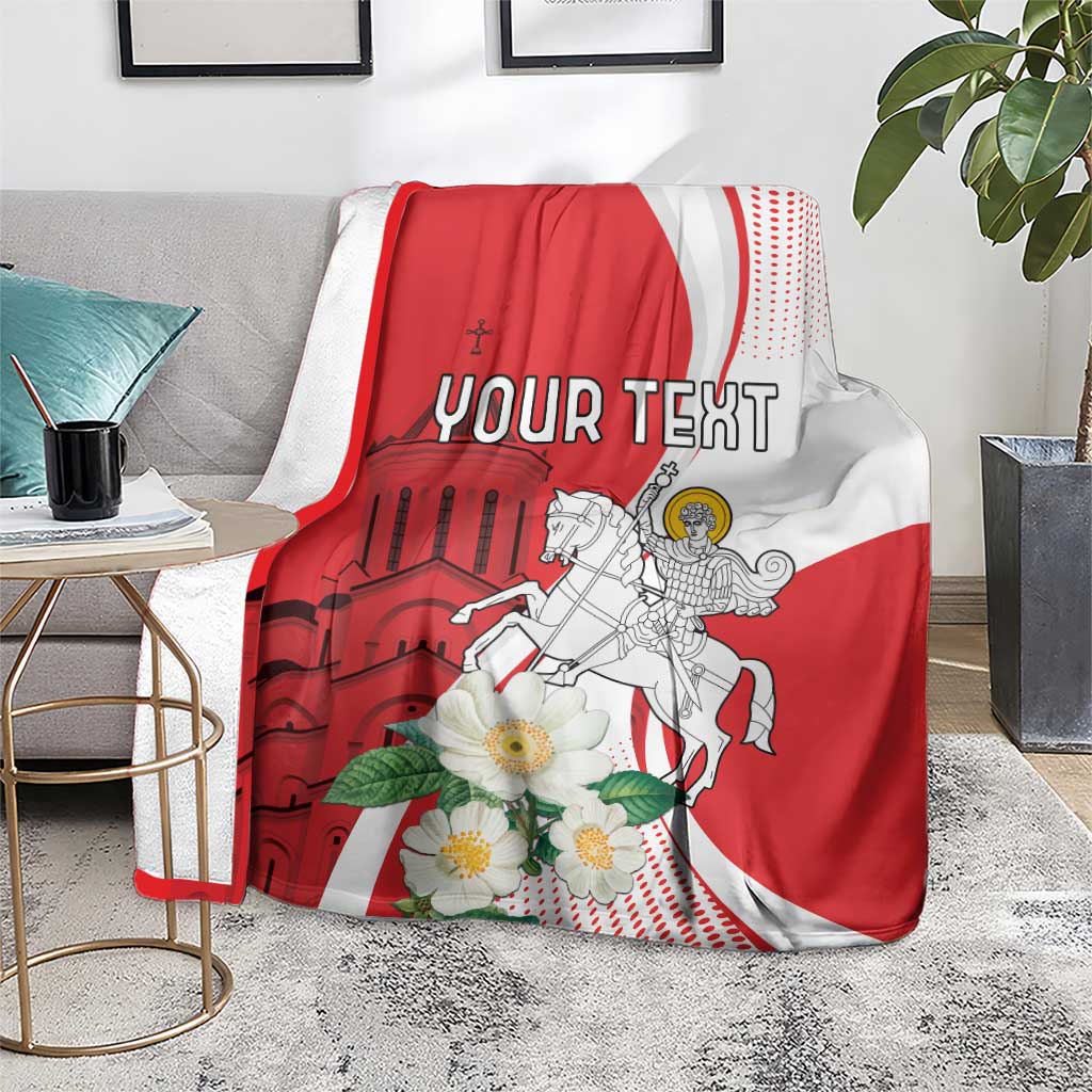 Personalized Georgia Independence Restoration Day Blanket Dzala Ertobashia Rosa Laevigata