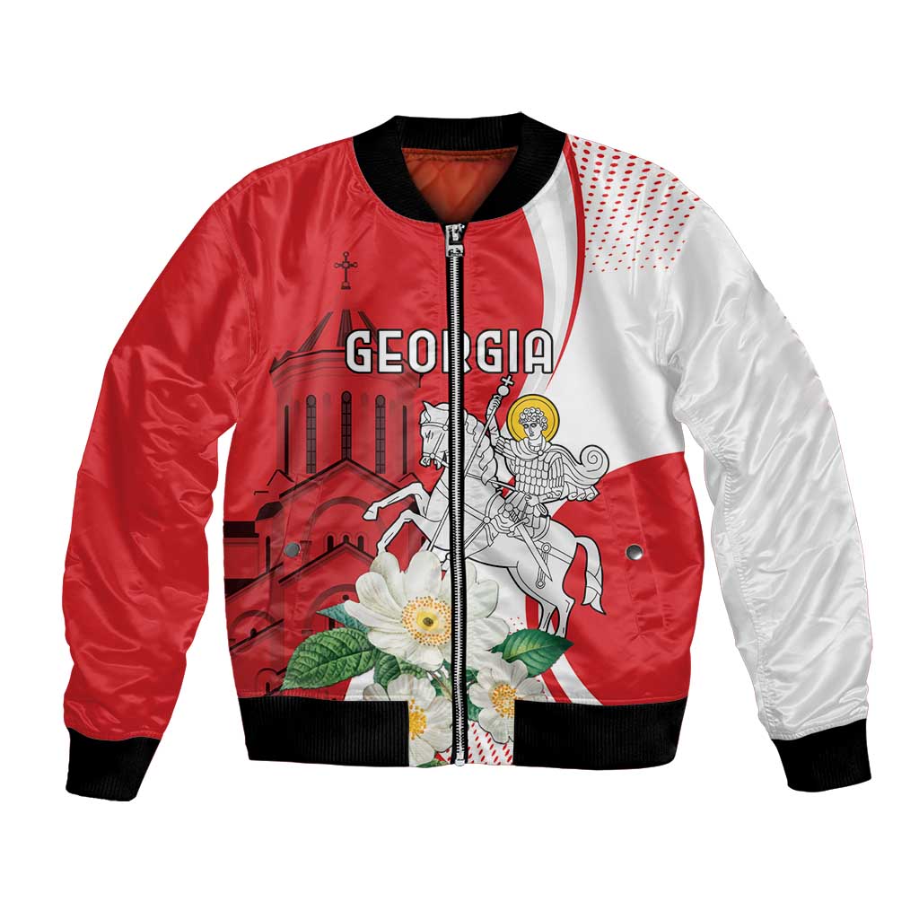 Personalized Georgia Independence Restoration Day Bomber Jacket Dzala Ertobashia Rosa Laevigata