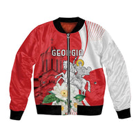 Personalized Georgia Independence Restoration Day Bomber Jacket Dzala Ertobashia Rosa Laevigata