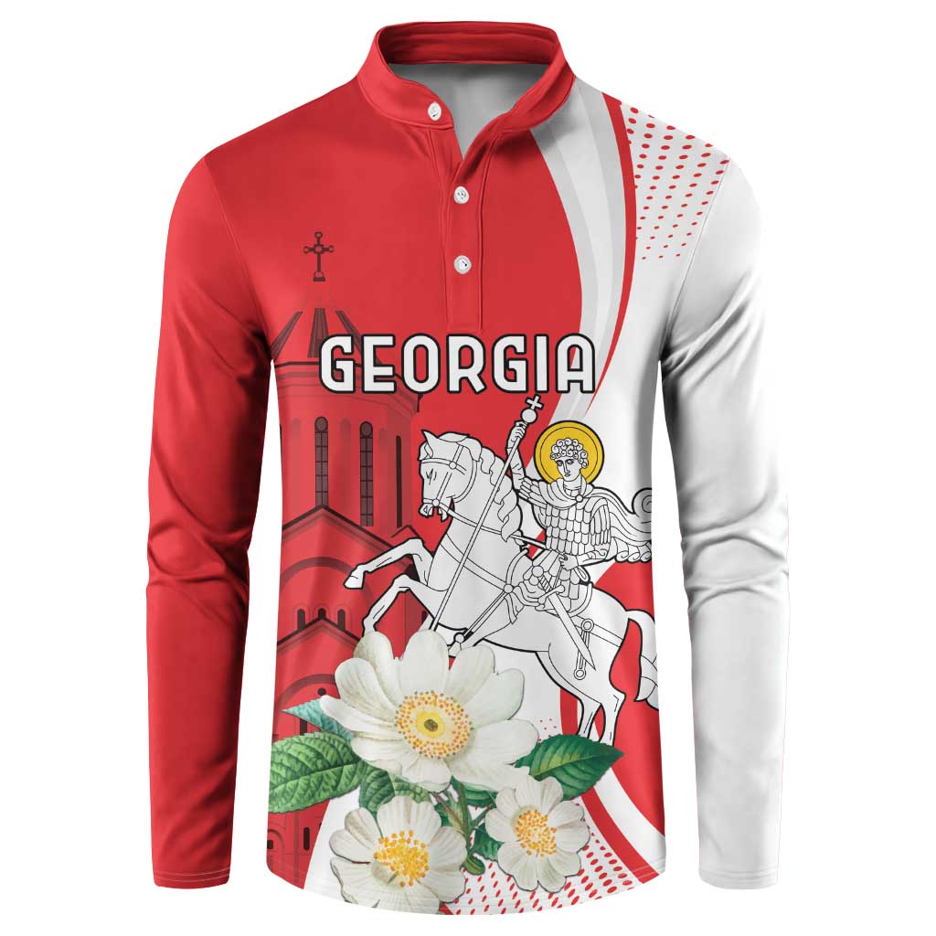 Personalized Georgia Independence Restoration Day Button Sweatshirt Dzala Ertobashia Rosa Laevigata