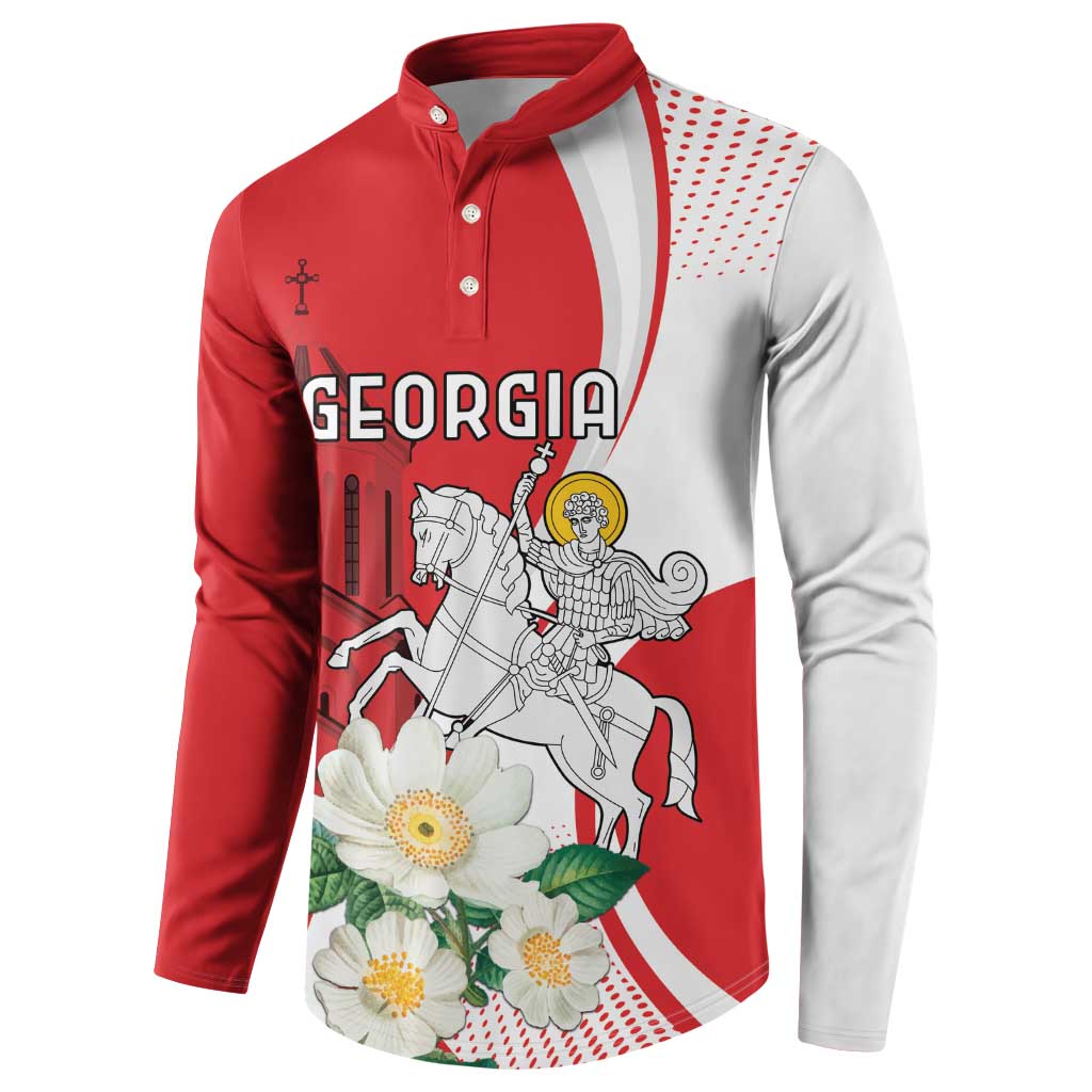 Personalized Georgia Independence Restoration Day Button Sweatshirt Dzala Ertobashia Rosa Laevigata