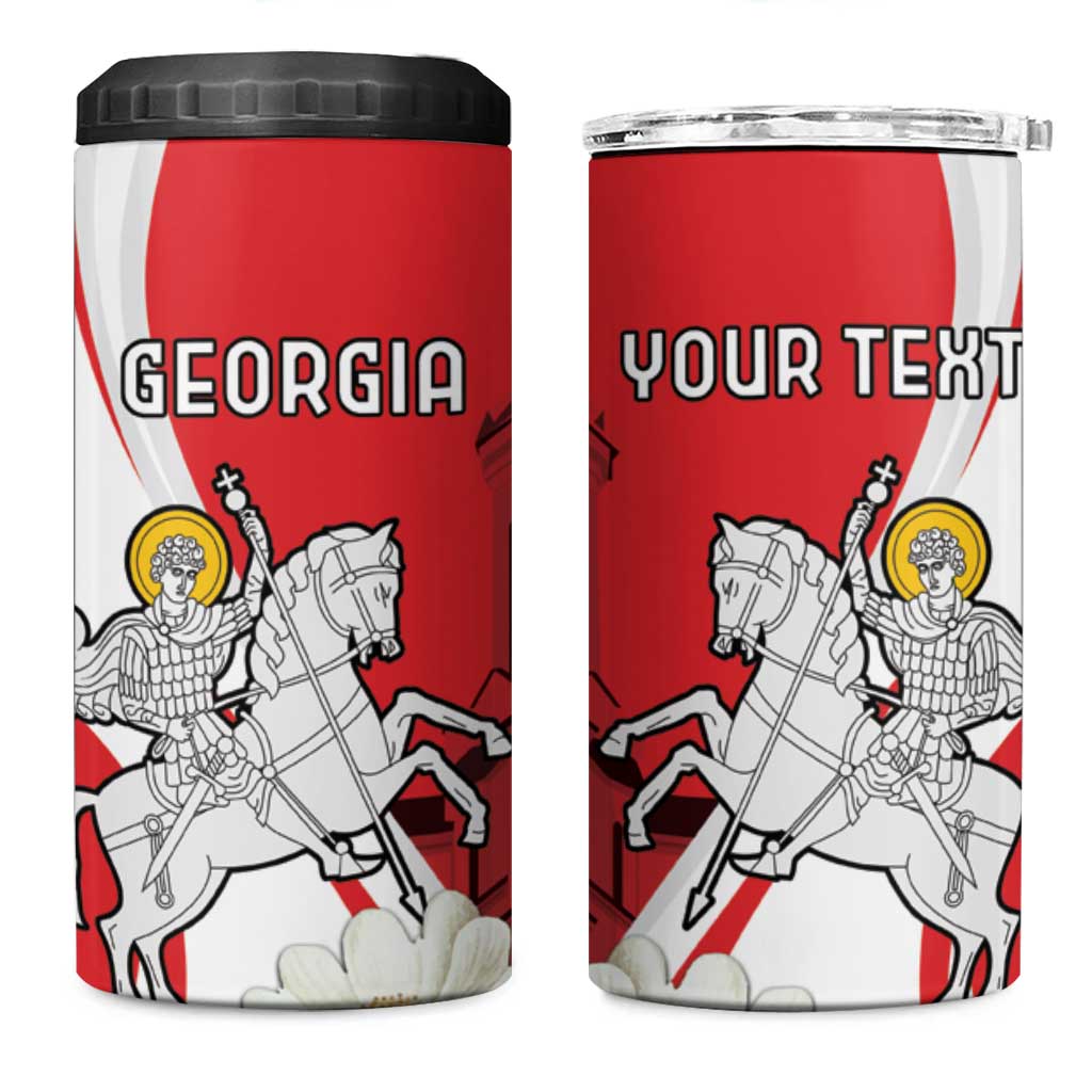 Personalized Georgia Independence Restoration Day 4 in 1 Can Cooler Tumbler Dzala Ertobashia Rosa Laevigata