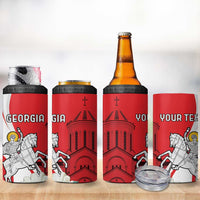 Personalized Georgia Independence Restoration Day 4 in 1 Can Cooler Tumbler Dzala Ertobashia Rosa Laevigata