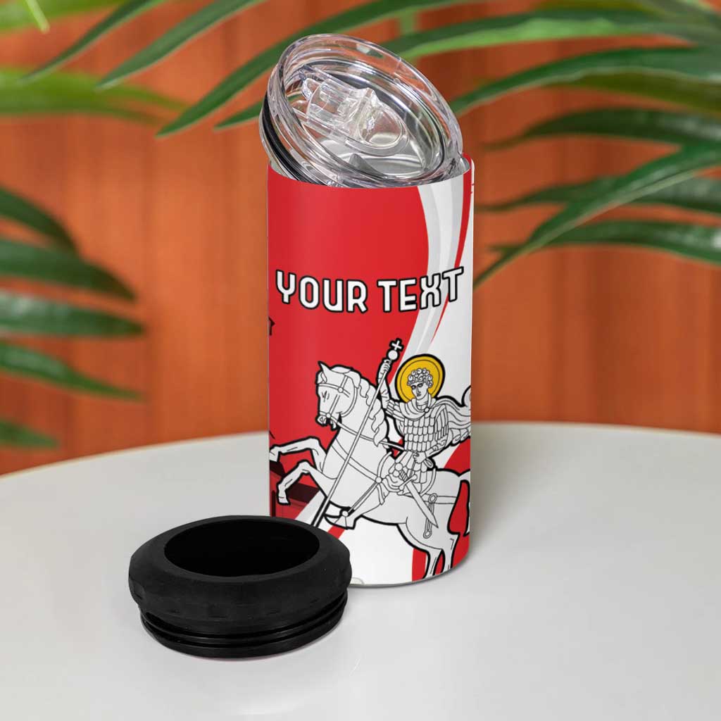 Personalized Georgia Independence Restoration Day 4 in 1 Can Cooler Tumbler Dzala Ertobashia Rosa Laevigata