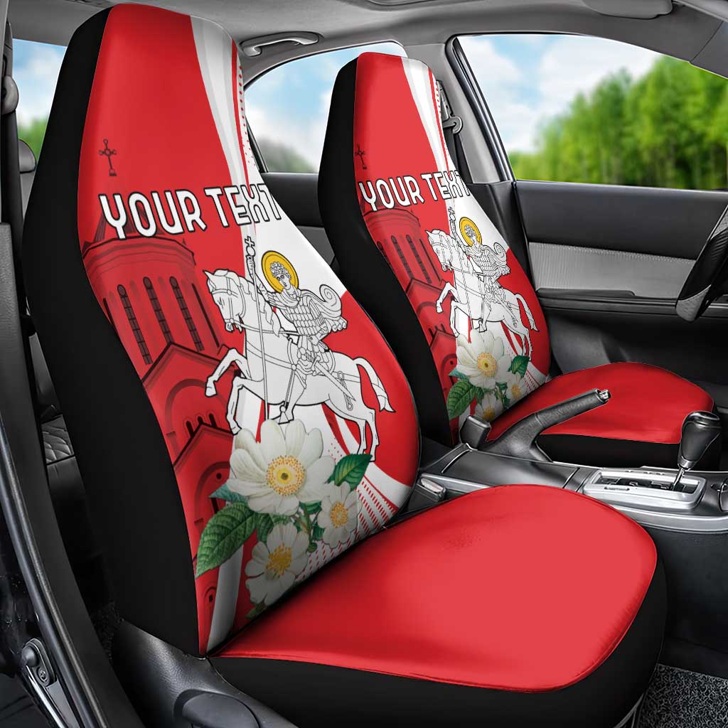 Personalized Georgia Independence Restoration Day Car Seat Cover Dzala Ertobashia Rosa Laevigata