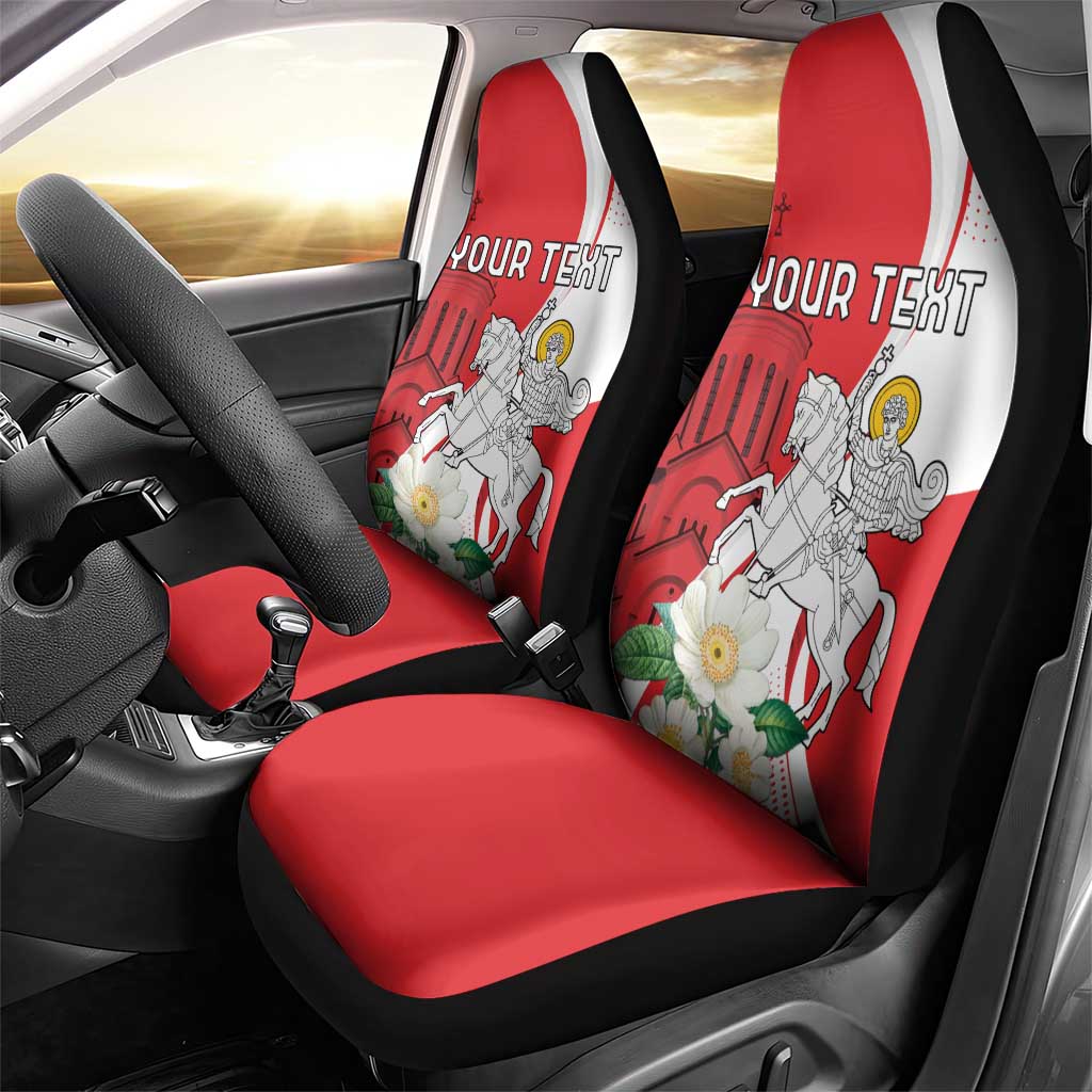 Personalized Georgia Independence Restoration Day Car Seat Cover Dzala Ertobashia Rosa Laevigata