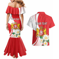Personalized Georgia Independence Restoration Day Couples Matching Mermaid Dress and Hawaiian Shirt Dzala Ertobashia Rosa Laevigata